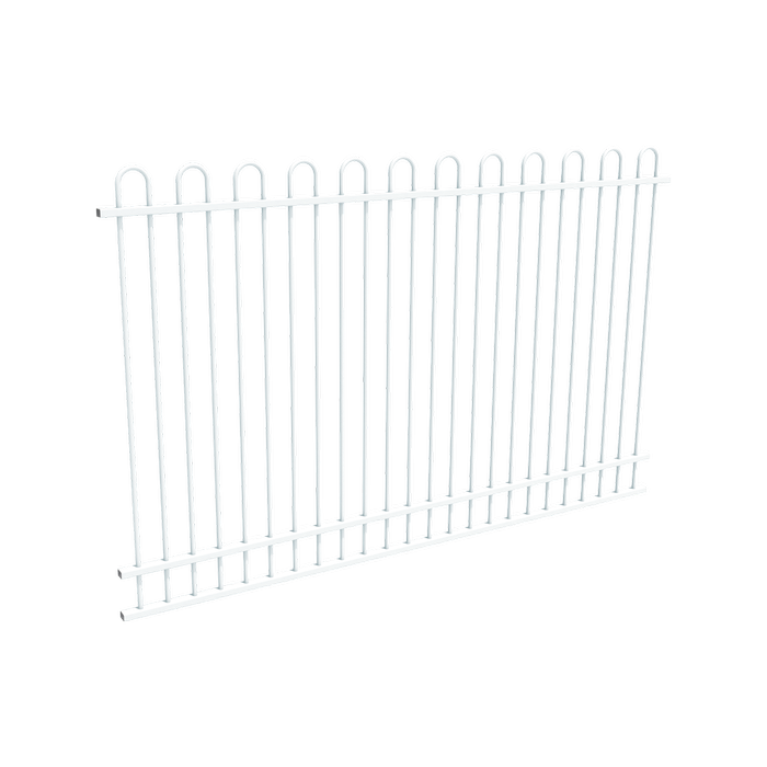 ProtectorAl 1201 - 2399 x 1500mm Pearl White Aluminium Pool Fence Panel Loop Top With Mid Rail