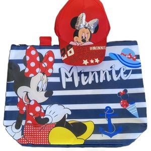 Disney Minnie Mouse Anchor Kids Swimming Beach Bag 47cm Plus Red Baseball Cap Bundle