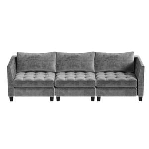 Ufurniture 3 Seater Sofa Chenille Modular Lounge Couch with Large Cushion Grey