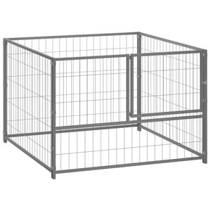 vidaXL Dog Kennel Silver 100x100x70 cm Steel Puppy Enclosure Outdoor Dog Cage