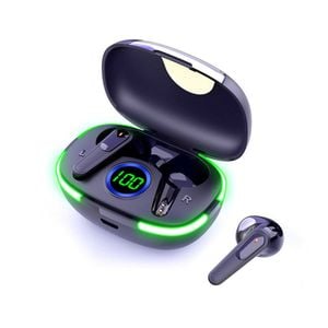 Laser TWS Storeo Bluetooth Wireless Earbuds w/ LED Battery Display Black