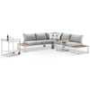 Nova Lounge Bar Cart & Side Table White & Olefin Grey Cushions