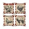 Catzon 4 Pcs Vintage Throw Pillow Covers Linen Farmhouse Home Decor-Set A