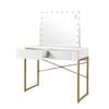 Oikiture Dressing Table Bluetooth Hollywood Rotatable Makeup Mirror Vanity Desk