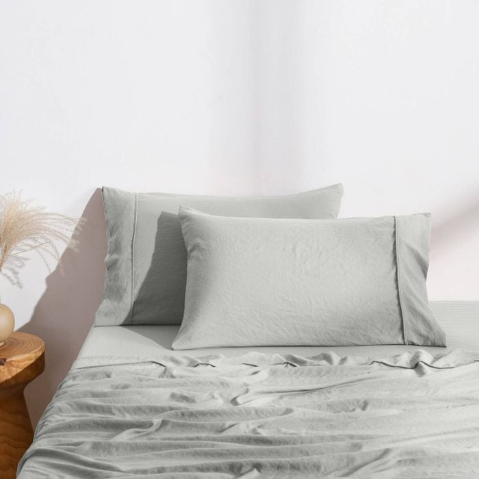 Dreamaker Superfine Washed Microfibre Standard Pillowcase Twin Pack - Dove Grey