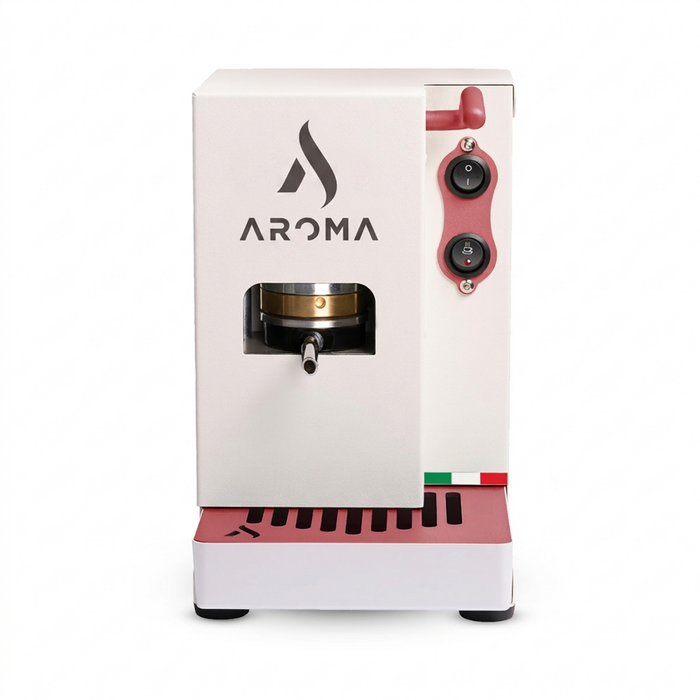 AROMA Plus+ "Touch Of Colour" White/Pink Italian E.S.E Coffee Pod Machine