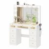 Advwin Makeup Vanity w/ Mirror Charging Station LED Glass Top & 9 Drawer White