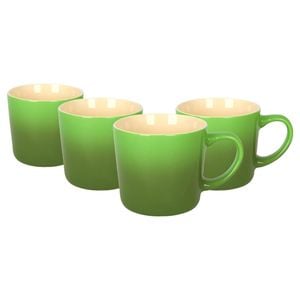 Argon Tableware 330ml Ombre Coffee Mugs - Green - Set of 4 - Glazed New Bone China Tea Mug Vegan Friendly Stoneware Ceramic Cup