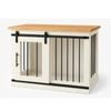 Paws and Willow Single Arctic White with Natural Top Wooden Dog Crate Barn Doors with Bars