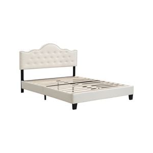IHOMDEC Upholstered Button Tufted Double Bed Frame BEF05 Beige