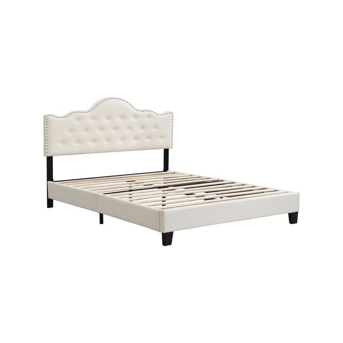 IHOMDEC Upholstered Button Tufted Double Bed Frame BEF05 Beige