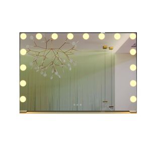 LED Makeup Mirror with Lights, Large Vanity Mirror, Aluminum Frame, 91.1x61.6cm, Silver