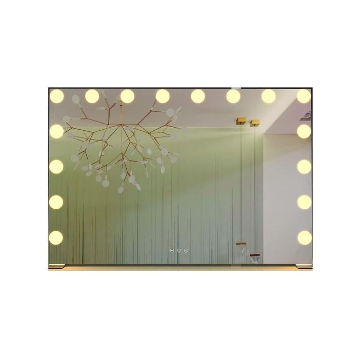 LED Makeup Mirror with Lights, Large Vanity Mirror, Aluminum Frame, 91.1x61.6cm, Silver