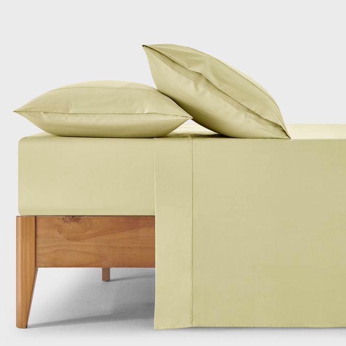 Dreamaker 400TC Premium Cotton Sateen Sheet Set Citron King Single Bed