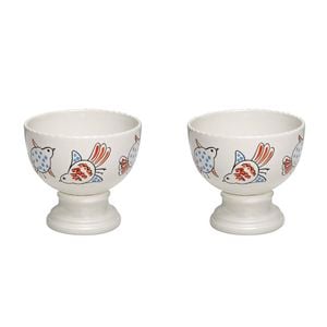 2PK Ecology Stoneware w/ Gloss Glaze Joie Footed Sauce Bowl 12cm Multi-Coloured