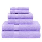LINENOVA 6 Pack 100% Cotton Soft Face Washer Towel Bath Towels Set - Lavender