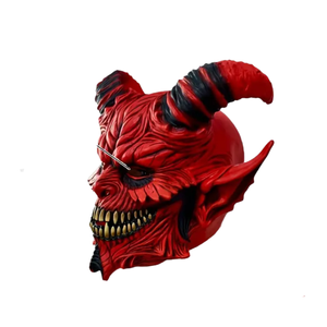 Lifebay Demon Horror Mask Latex Headgear Red with Horns