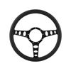 Cal Custom 14" Outlaw Billet Steering Wheel Black Half-Wrap Anodised Black Spokes & Finger Notches