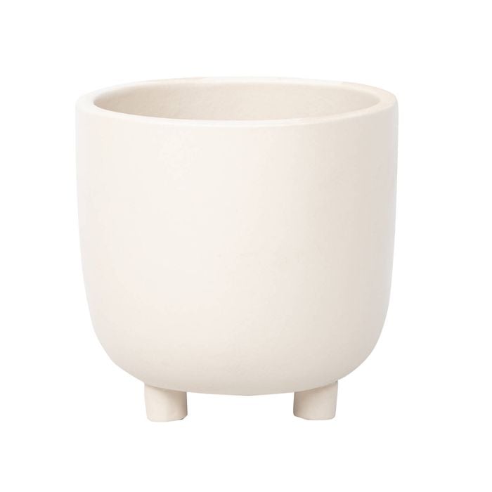 180 x 180mm Small Sand Ceramic Footed Pot