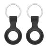 2 Pack MEZON Black Silicone Protective Case Holder for Apple AirTag with Keychain Ring