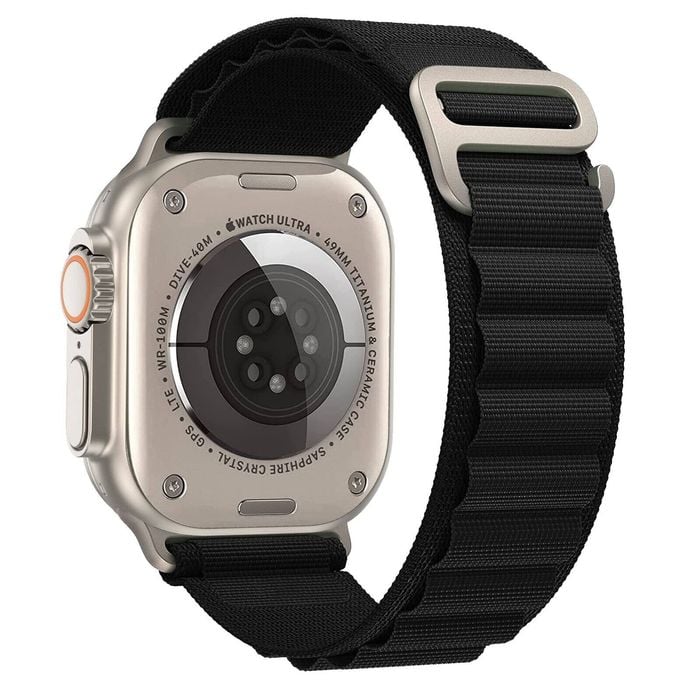 Alpine Nylon Sports Watch Band Strap - For Apple iWatch Ultra [42mm Series 3] 44mm 45mm 46mm 49mm (Black)