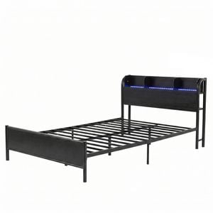 Artiss Bed Frame Single Size With Storage Shelf Headboard Charging Station Grid