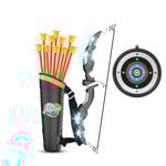 Kids Bow and Arrow Set with LED Light-Up Archery Toys - Ages 4-12 - 10 Suction Cup Arrows, Target, Quiver