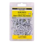 Otter 4.8 x 9.6mm Open Aluminium Blind Rivets - 100 Pack