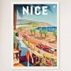 Galrie Charming Vintage Travel Poster of Nice French Riviera Art Print Home Décor, White Frame, A2 42 x 60cm (16 x 24inch)