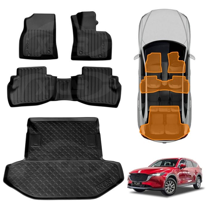 3D All-Weather TPE Floor Mats Boot Liner for Mazda CX-8 CX8 2018-2024 Customized Cargo Trunk