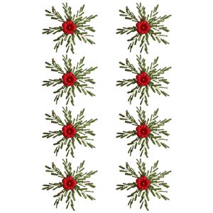 8PK Urban Pretty Beads Flower Napkin Ring Christmas Table Decor 10cm Red/Green
