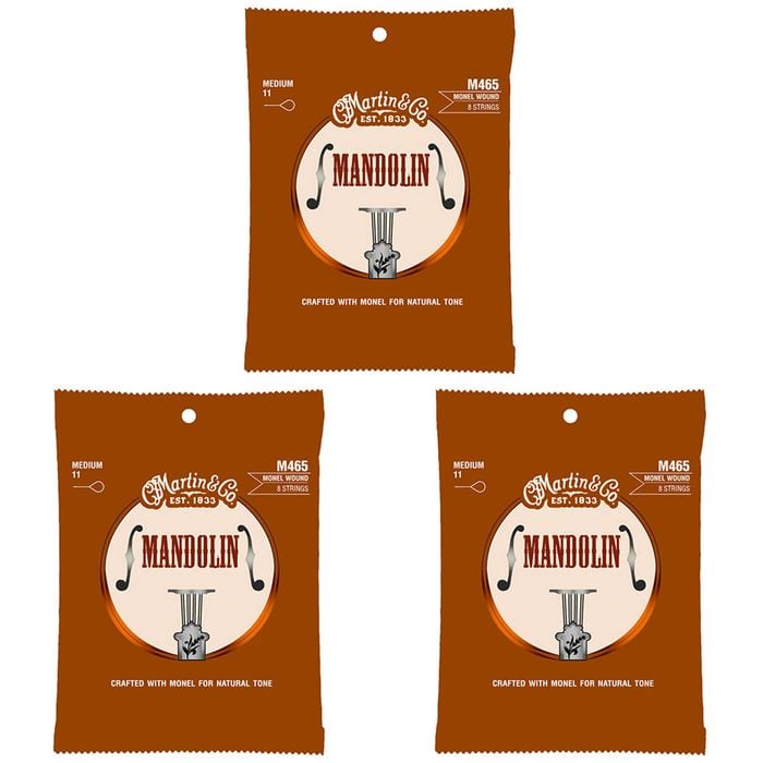 3PK Martin Guitar M465 Retro Mandorin Monel Strings 80/20 Bronze Medium