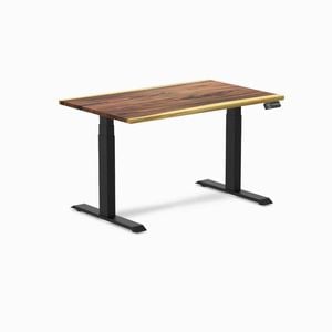 Desky Dual Sit To Stand Saman Hardwood Desk 120x75cm Matte Black Frame