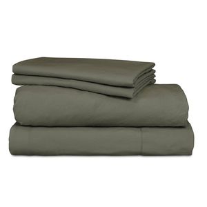 Ardor Boudoir Vintage Washed Double Bed Fitted Sheet w/ 2x Pillowcases Set Khaki