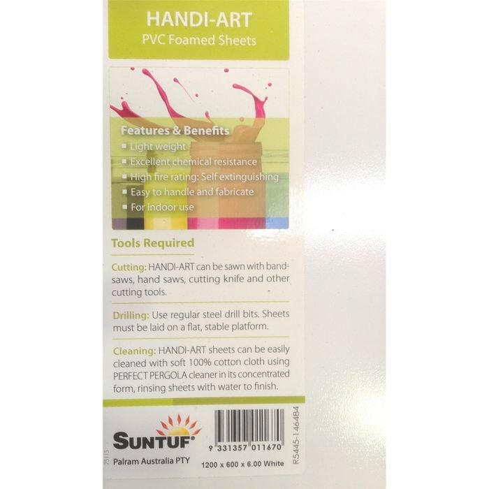 Suntuf 3 x 600 x 1200mm White PVC Foam Sheet - 600mm x 1200mm White