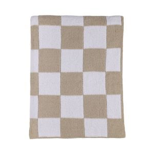 Living Textiles Chenille Blanket - Checkered Taupe