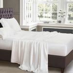 Luxor Queen White 1000TC Silk Silky Feel Satin Sheet Set