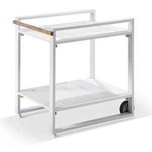 Bay Gallery Furnitire Balmoral Outdoor Aluminium Bar Cart On Wheels White