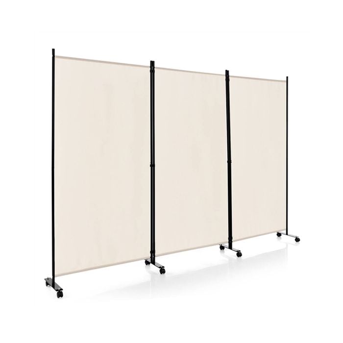 Costway 3-panel Mobile Room Divider Foldable Privacy Screen Home Office White