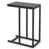 Costway C-shaped Side Table Industrial Laptop Desk Sofa End Table Wood Bedside Table Black