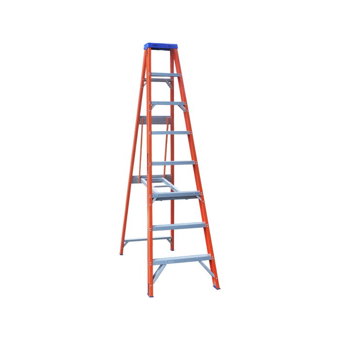 Indalex 2.4m 180kg Pro Series Industrial Fibreglass Single Sided Step Ladder