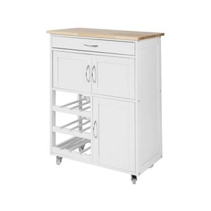 VIKUS Kitchen Trolley with Wine Racks, Portable Workbench and Serving Cart for Bar or Dining