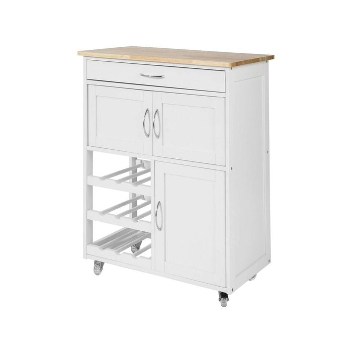 VIKUS Kitchen Trolley with Wine Racks, Portable Workbench and Serving Cart for Bar or Dining