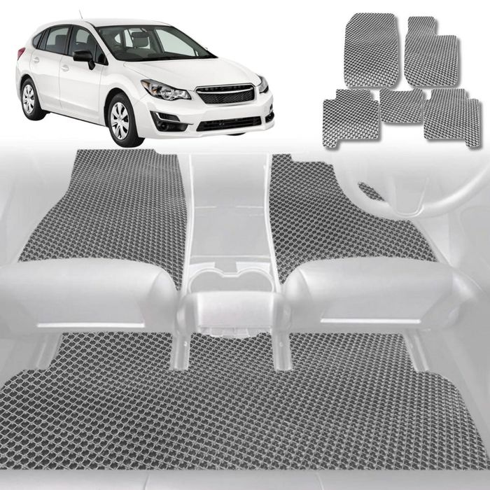 6D Diamond Car Floor Mats for Subaru Impreza 2011-2016-Full Set-Grey-Outback GT