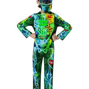 Neon Gamer Skeleton Boys Halloween Costume - 9-10