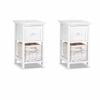 Artiss Claire Set of 2 30 x 25 x 45cm White Bedside Tables With Wicker Basket