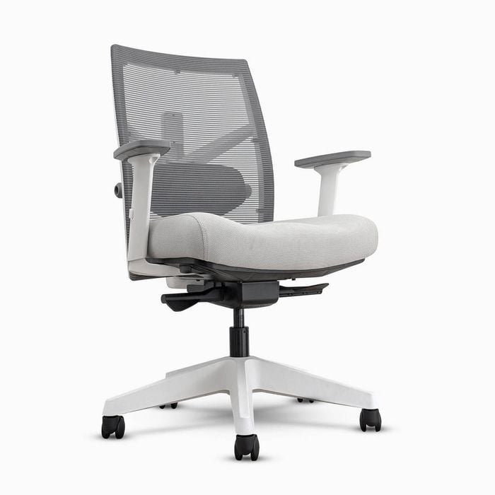 Desky Elite Ergonomic Chair - White / Grey / No Headrest