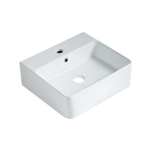 Mondella 460 x 420mm Gloss White Concerto Rectangle Basin with 1 Tap Hole