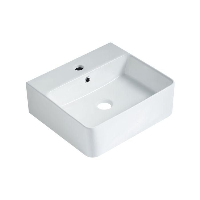 Mondella 460 x 420mm Gloss White Concerto Rectangle Basin with 1 Tap Hole