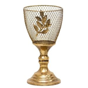 Willow & Silk Golden Leaf  Lustre 'goblet' Candleholder